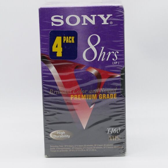 Sony Other - SONY Premium Grade VHS 8 Hour T-160VF Tapes 4 Pack New Sealed